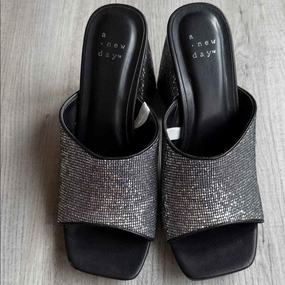 A New Day Women's Glittery Black‎ Mules